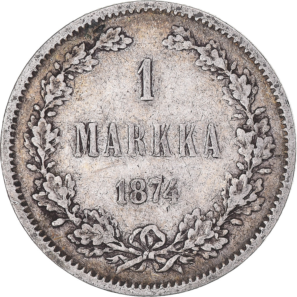 Coin, Finland, Alexander II, Markka, 1874, Helsinki, VF(30-35), Silver, KM:3.2