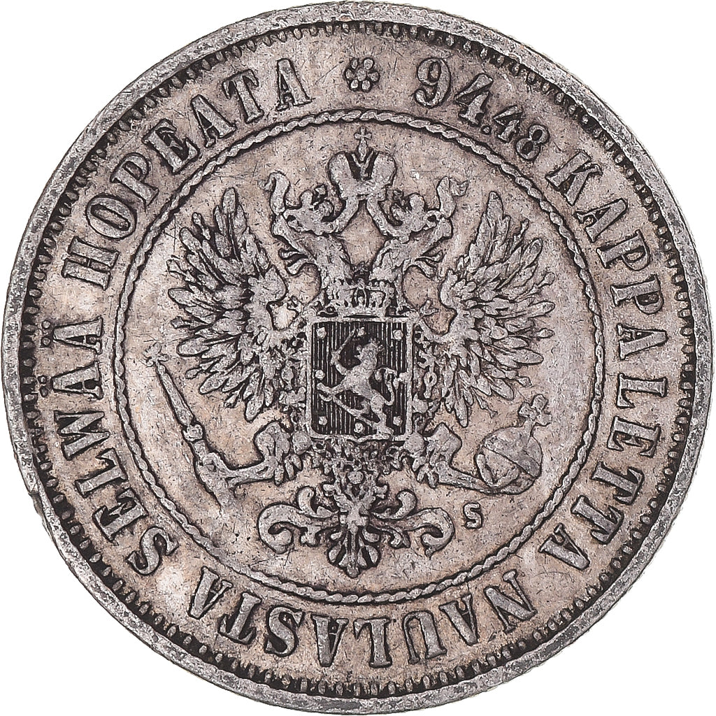 Coin, Finland, Alexander II, Markka, 1874, Helsinki, EF(40-45), Silver, KM:3.2