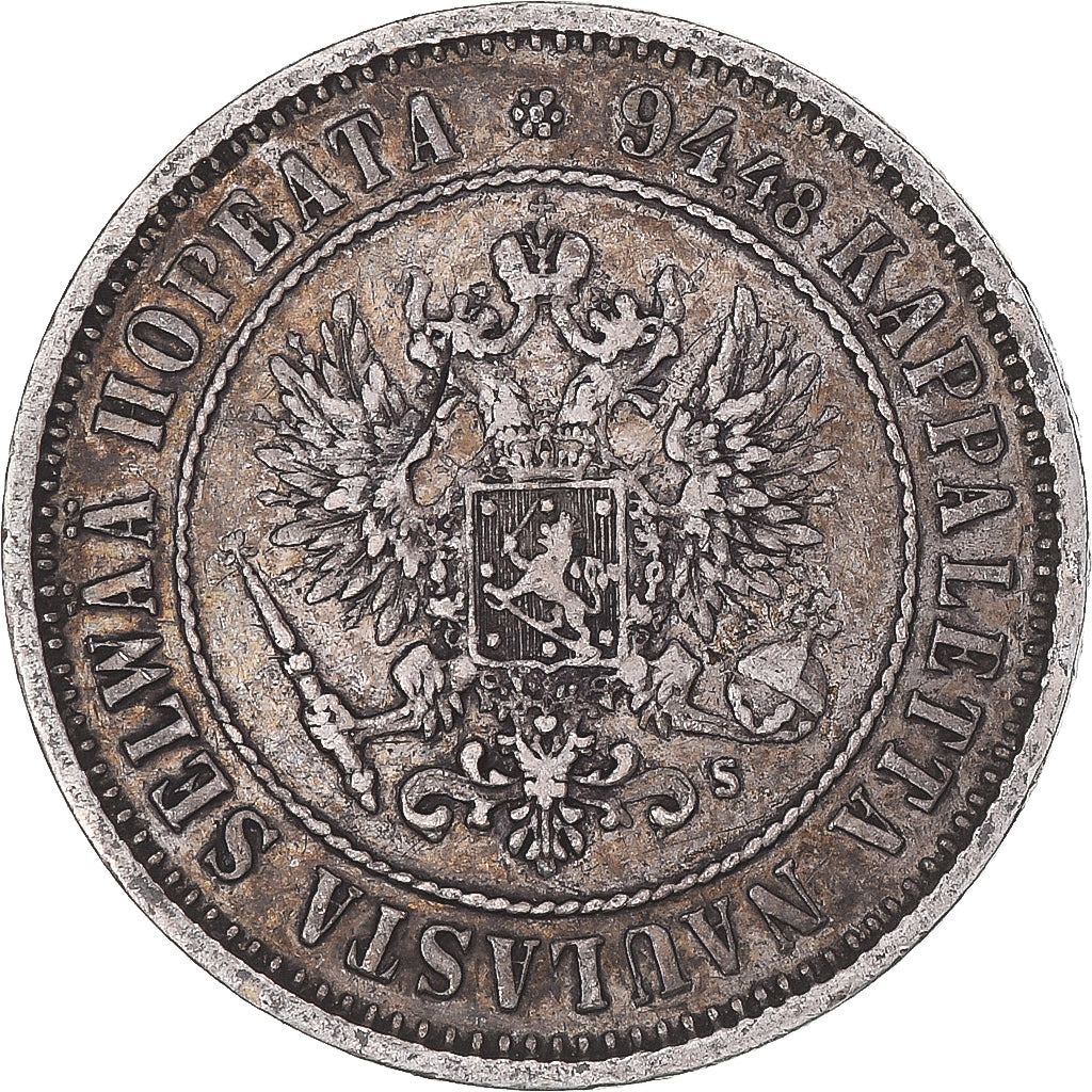 Moneta, Finlandia, Alexander II, Markka, 1874, Helsinki, BB+, Argento, KM:3.2