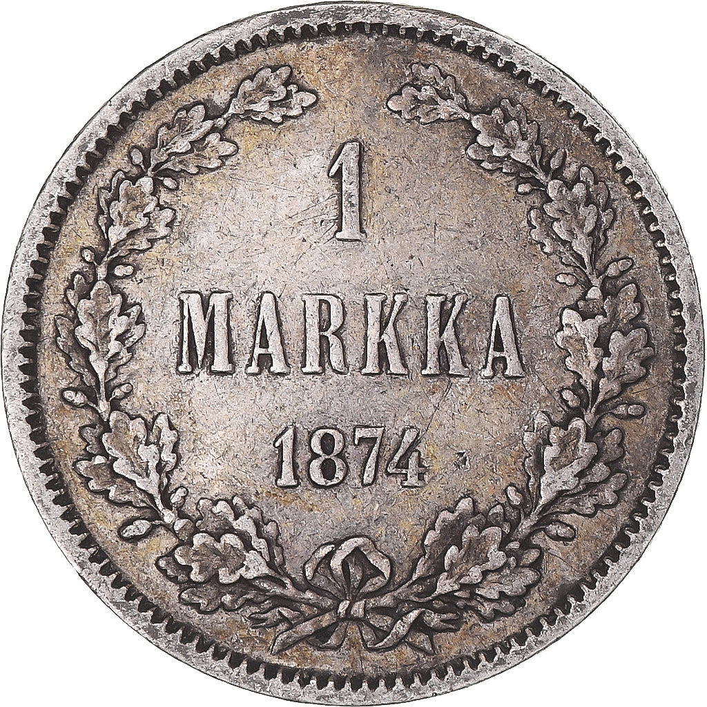 Moneta, Finlandia, Alexander II, Markka, 1874, Helsinki, BB+, Argento, KM:3.2