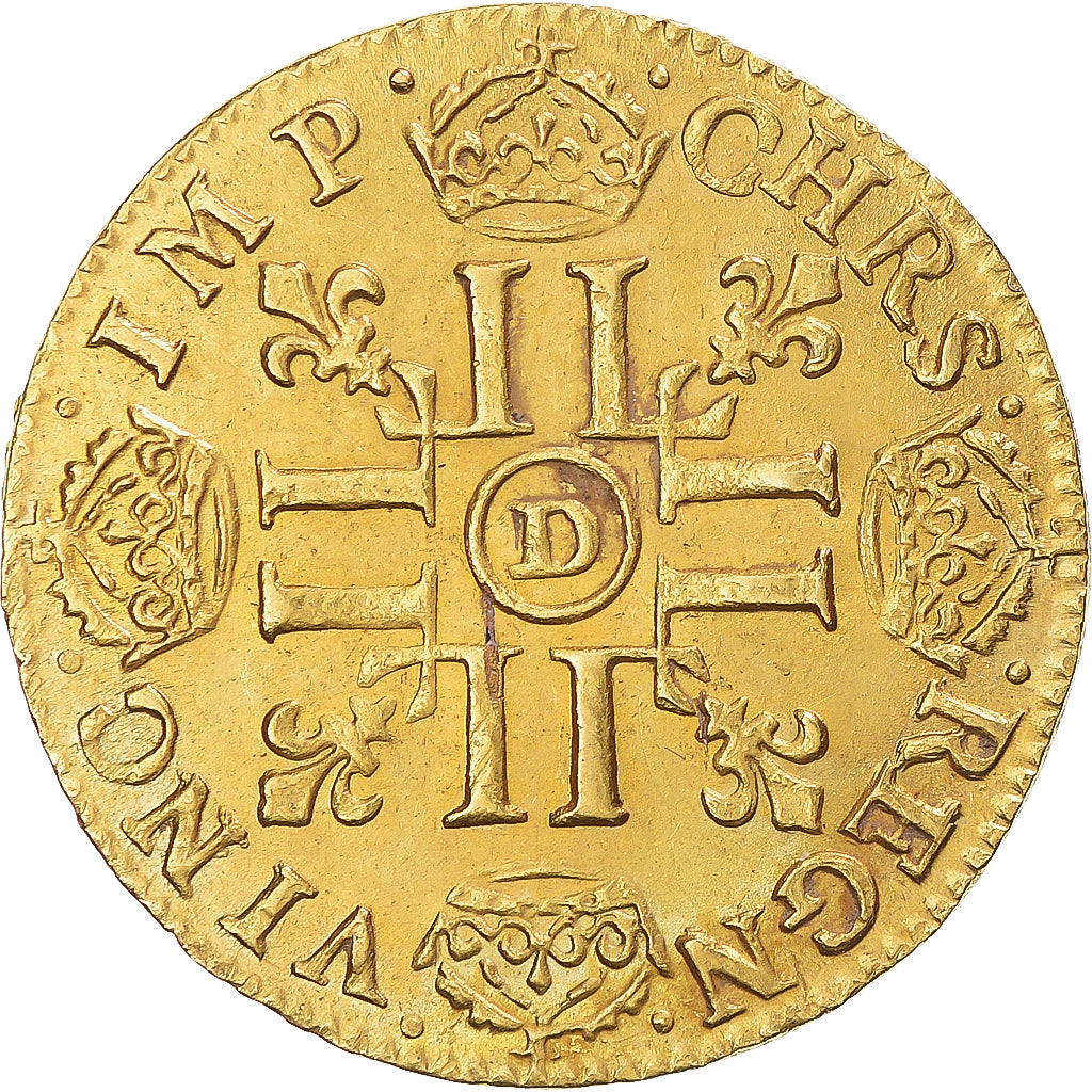 Coin, France, Louis XIV, Louis d'or à la perruque, 1687, Lyon, AU(55-58), Gold