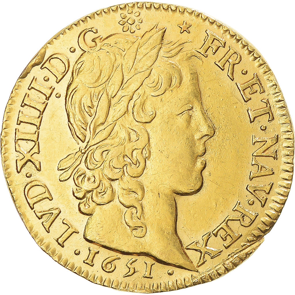 Monnaie, France, Louis XIV, Louis d'or à la mèche longue, 1651, Paris, TTB+