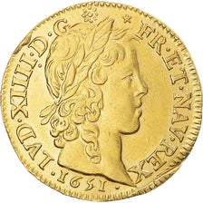 Monnaie, France, Louis XIV, Louis d'or à la mèche longue, 1651, Paris, TTB+