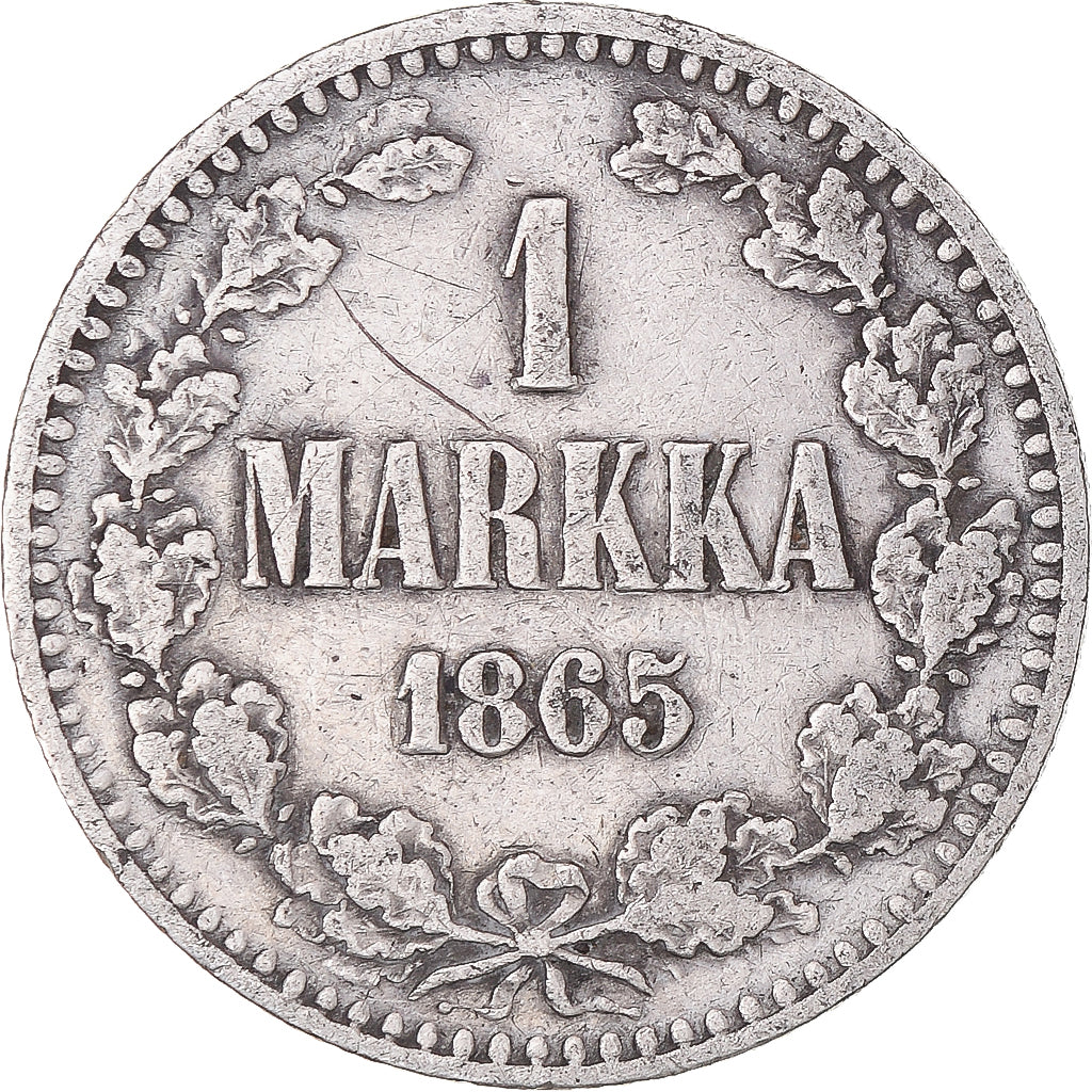 Moneta, Finlandia, Alexander II, Markka, 1865, Helsinki, BB, Argento, KM:3.1