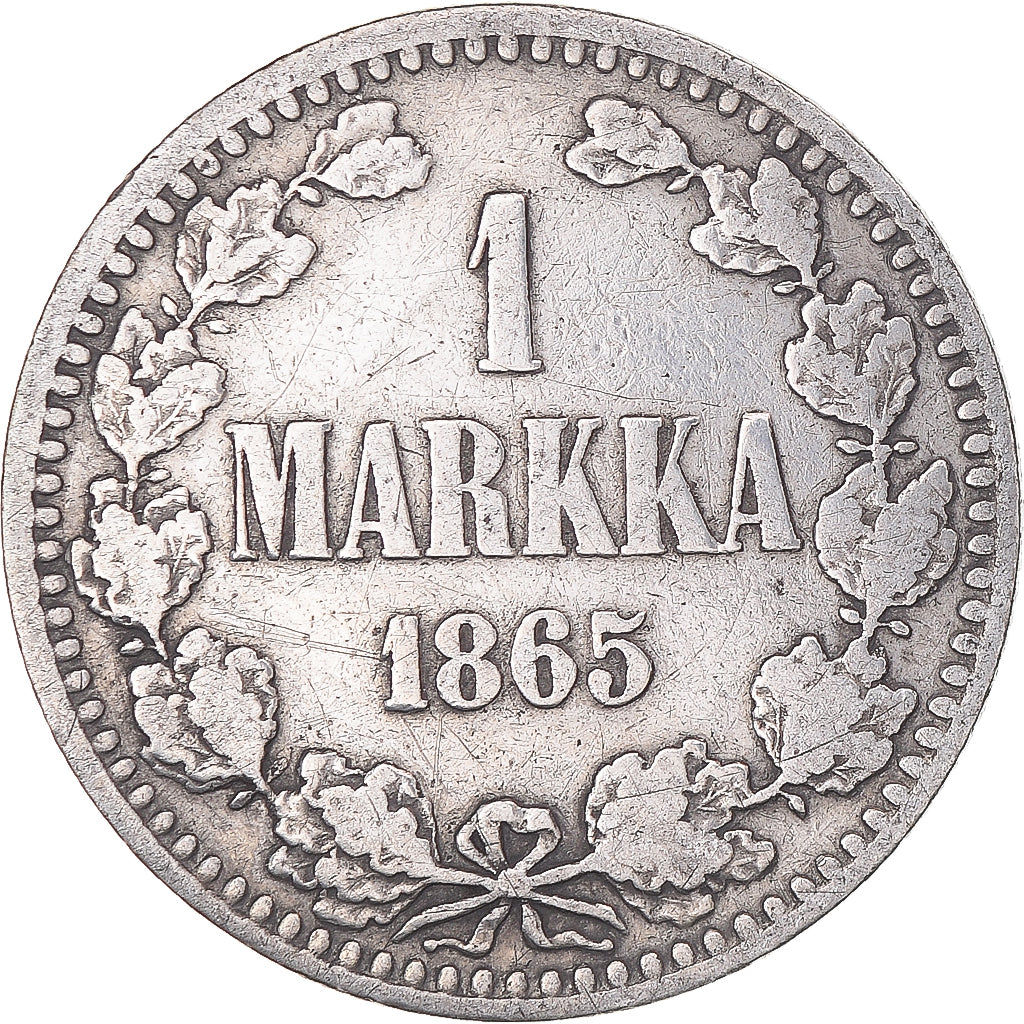 Moeda, Finlândia, Alexander II, Markka, 1865, Helsinki, EF(40-45), Prata