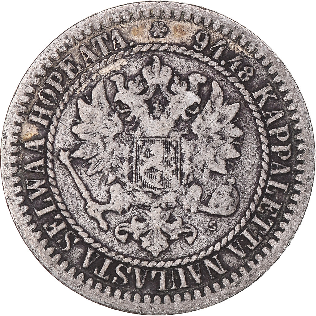 Moneta, Finlandia, Alexander II, Markka, 1865, Helsinki, BB, Argento, KM:3.1