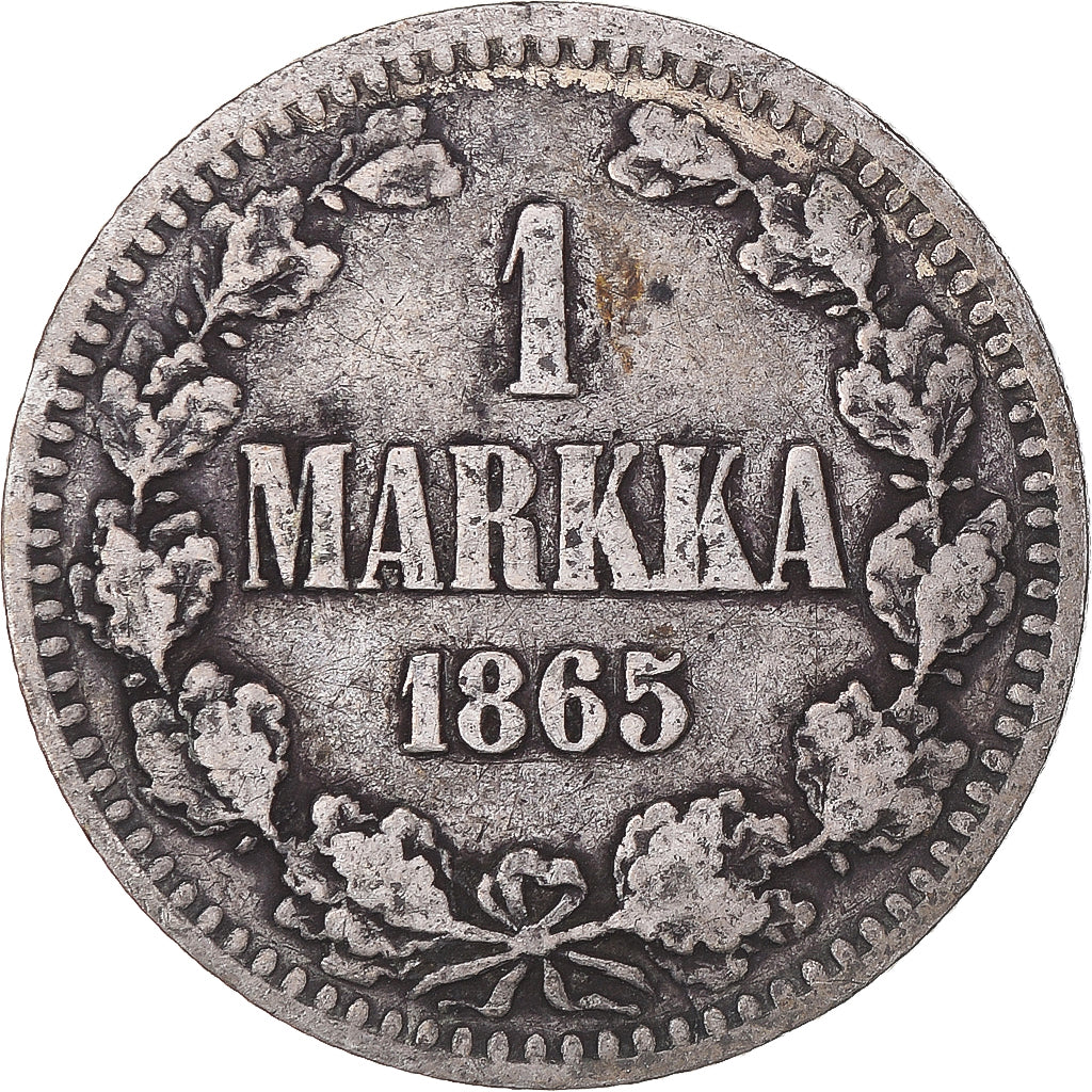 Moneta, Finlandia, Alexander II, Markka, 1865, Helsinki, BB, Argento, KM:3.1