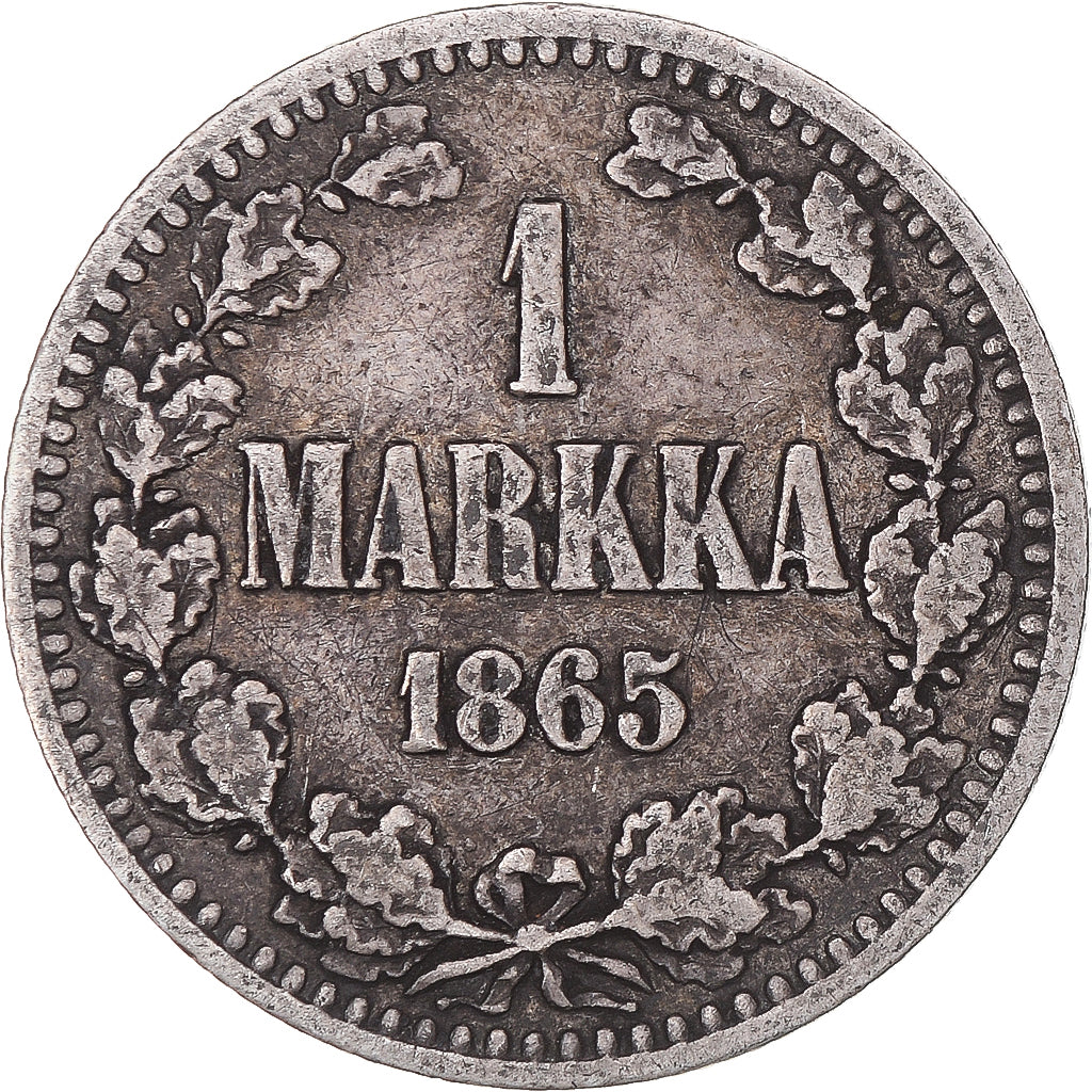 Moneta, Finlandia, Alexander II, Markka, 1865, Helsinki, BB, Argento, KM:3.1