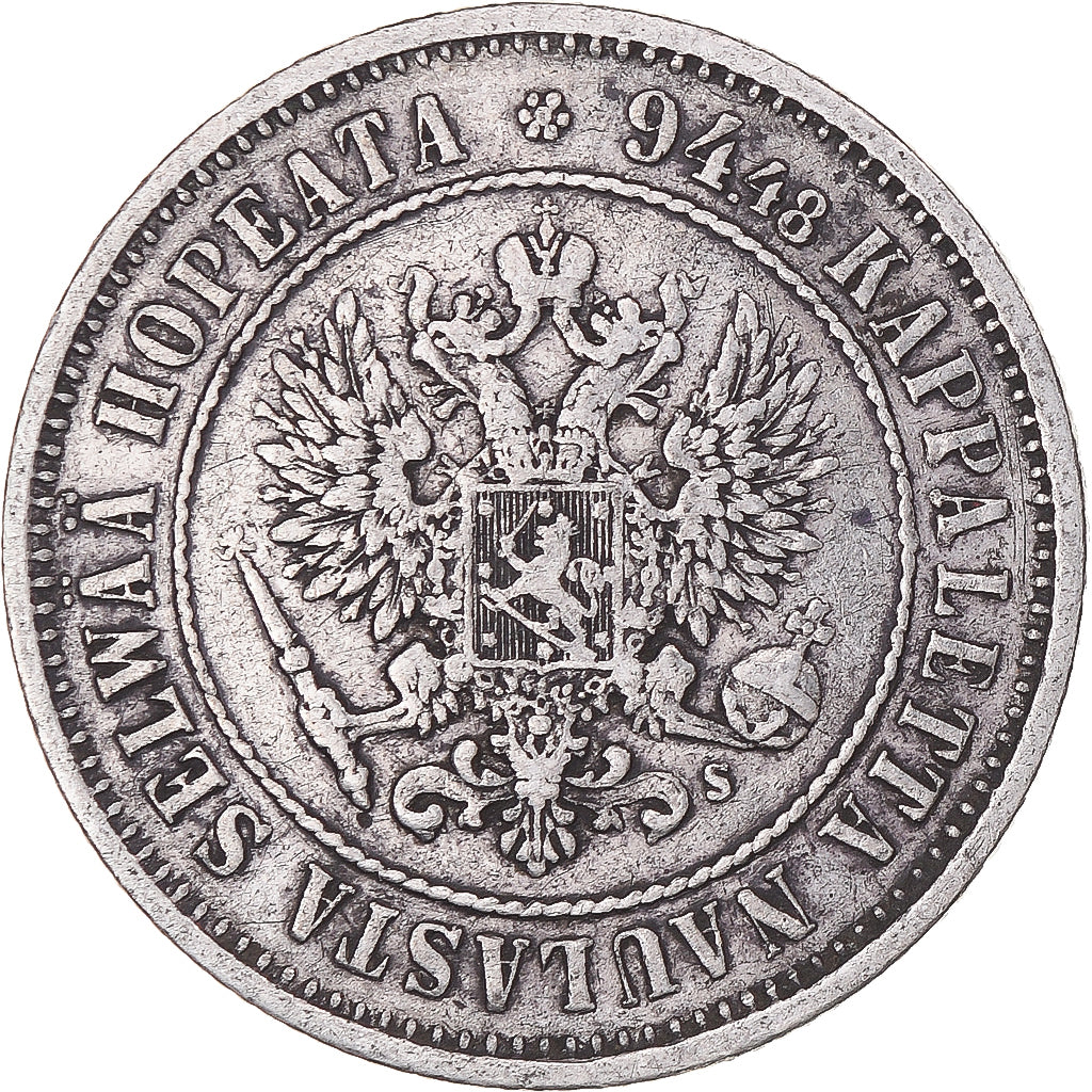 Coin, Finland, Alexander II, Markka, 1874, Helsinki, AU(50-53), Silver, KM:3.2