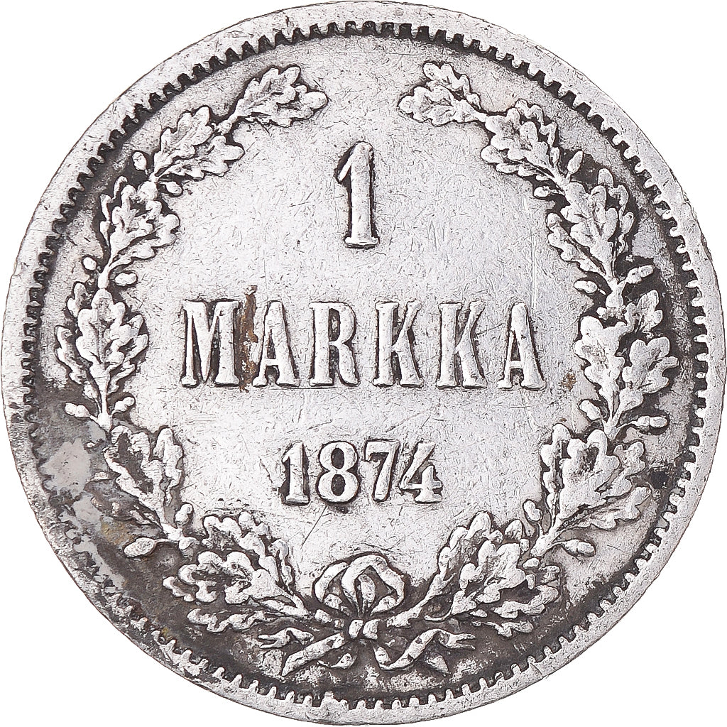 Moneta, Finlandia, Alexander II, Markka, 1874, Helsinki, BB, Argento, KM:3.2