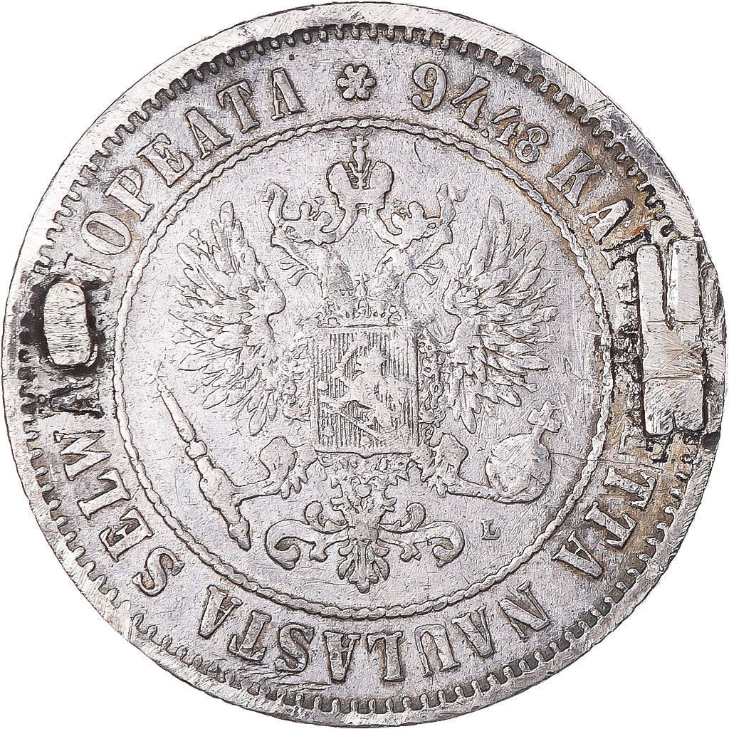 Munten, Finland, Alexander III, Markka, 1890, Helsinki, ZF, Zilver, KM:3.2