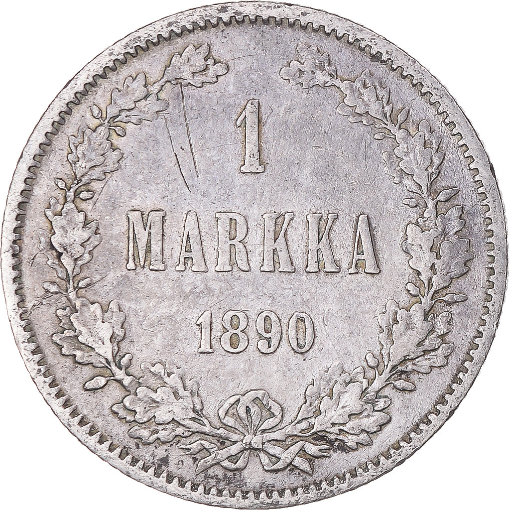 Munten, Finland, Alexander III, Markka, 1890, Helsinki, ZF, Zilver, KM:3.2