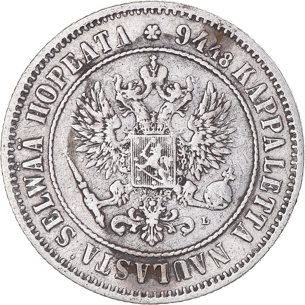 Moneta, Finlandia, Alexander III, Markka, 1890, Helsinki, BB, Argento, KM:3.2