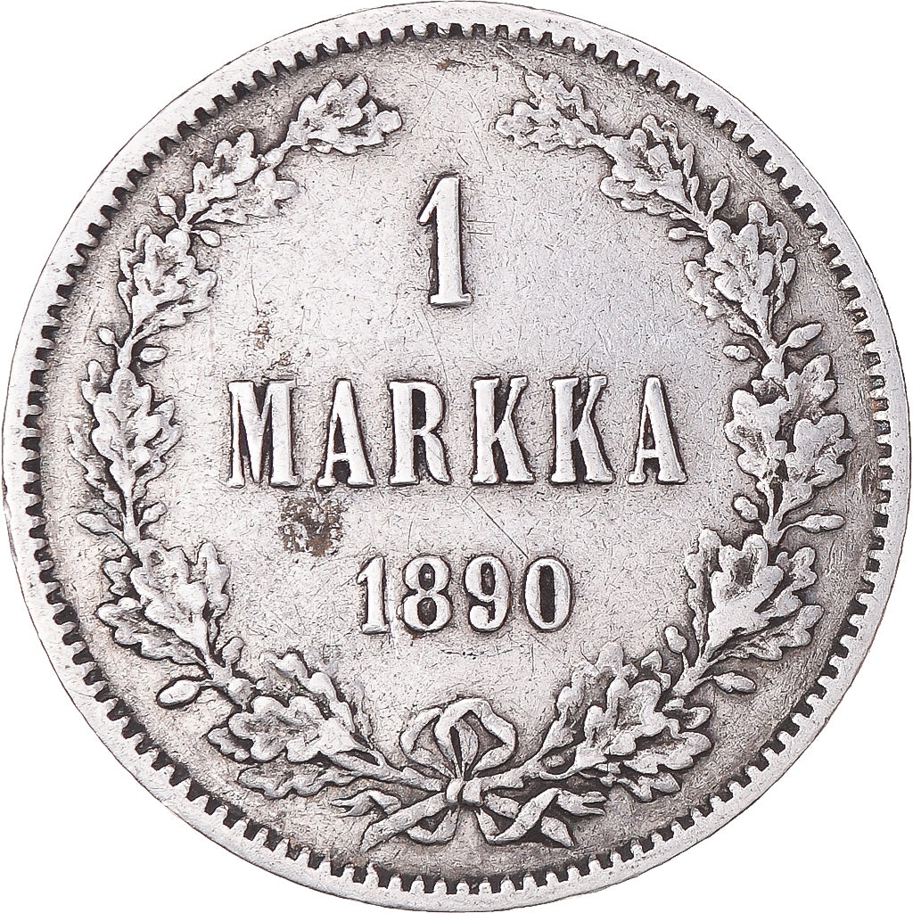 Moeda, Finlândia, Alexander III, Markka, 1890, Helsinki, EF(40-45), Prata