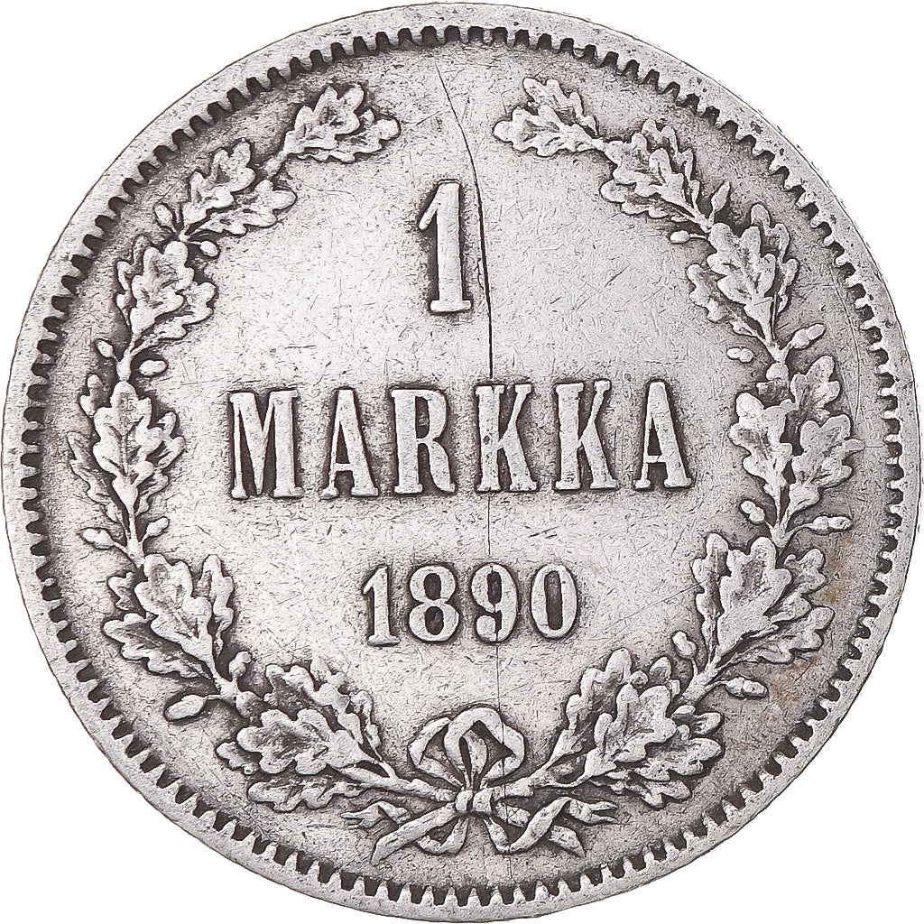 Moeda, Finlândia, Alexander III, Markka, 1890, Helsinki, EF(40-45), Prata