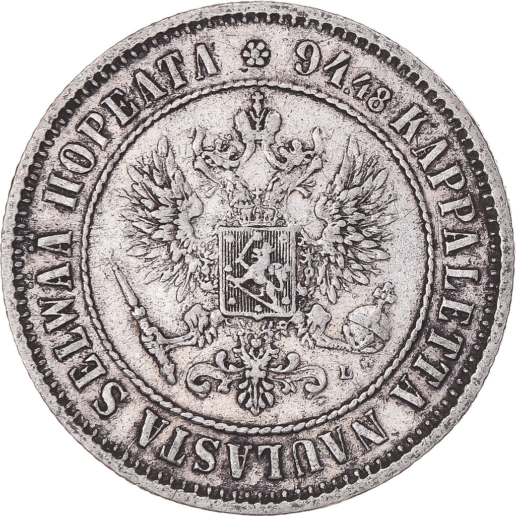 Coin, Finland, Alexander III, Markka, 1890, Helsinki, EF(40-45), Silver, KM:3.2