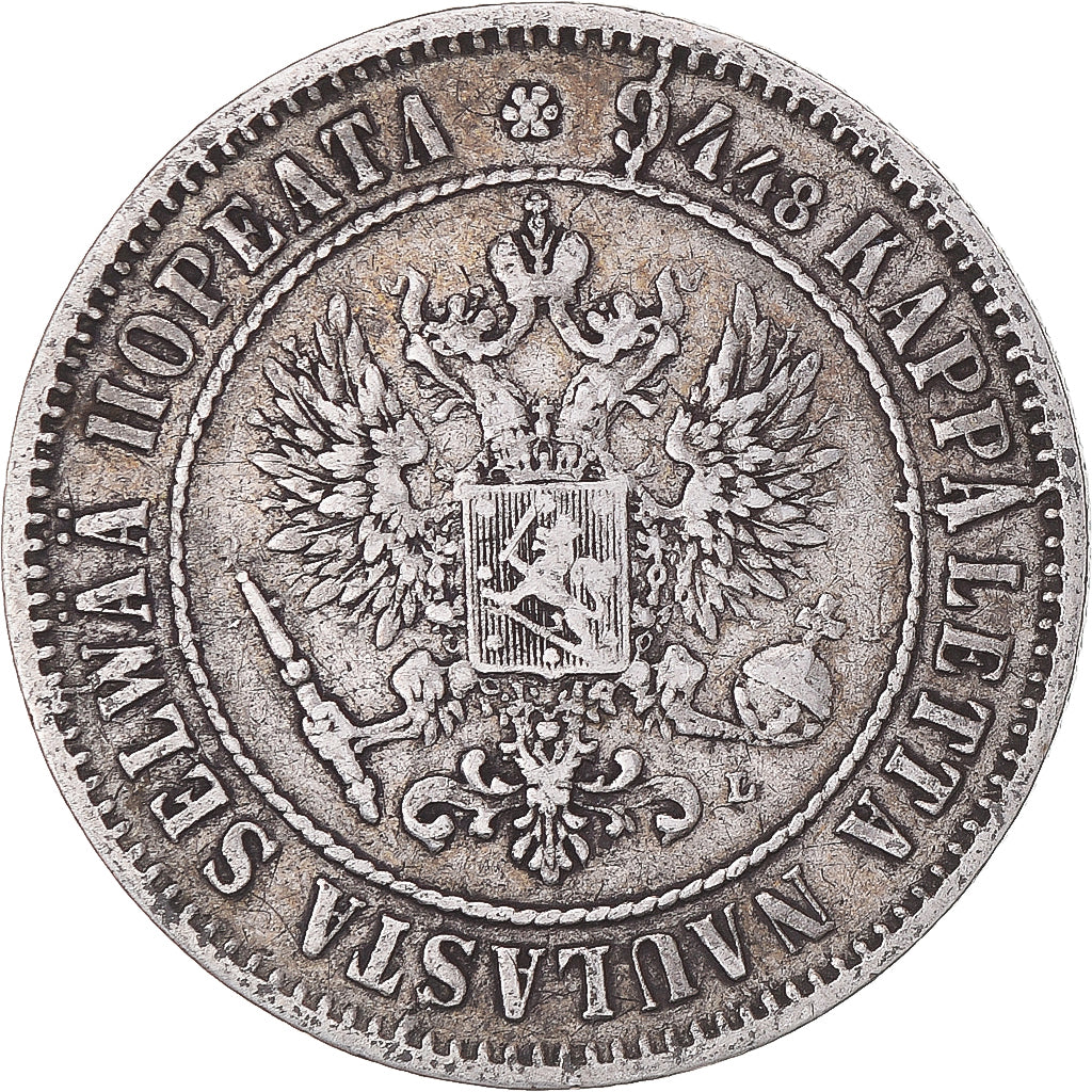 Moneta, Finlandia, Alexander III, Markka, 1890, Helsinki, BB, Argento, KM:3.2