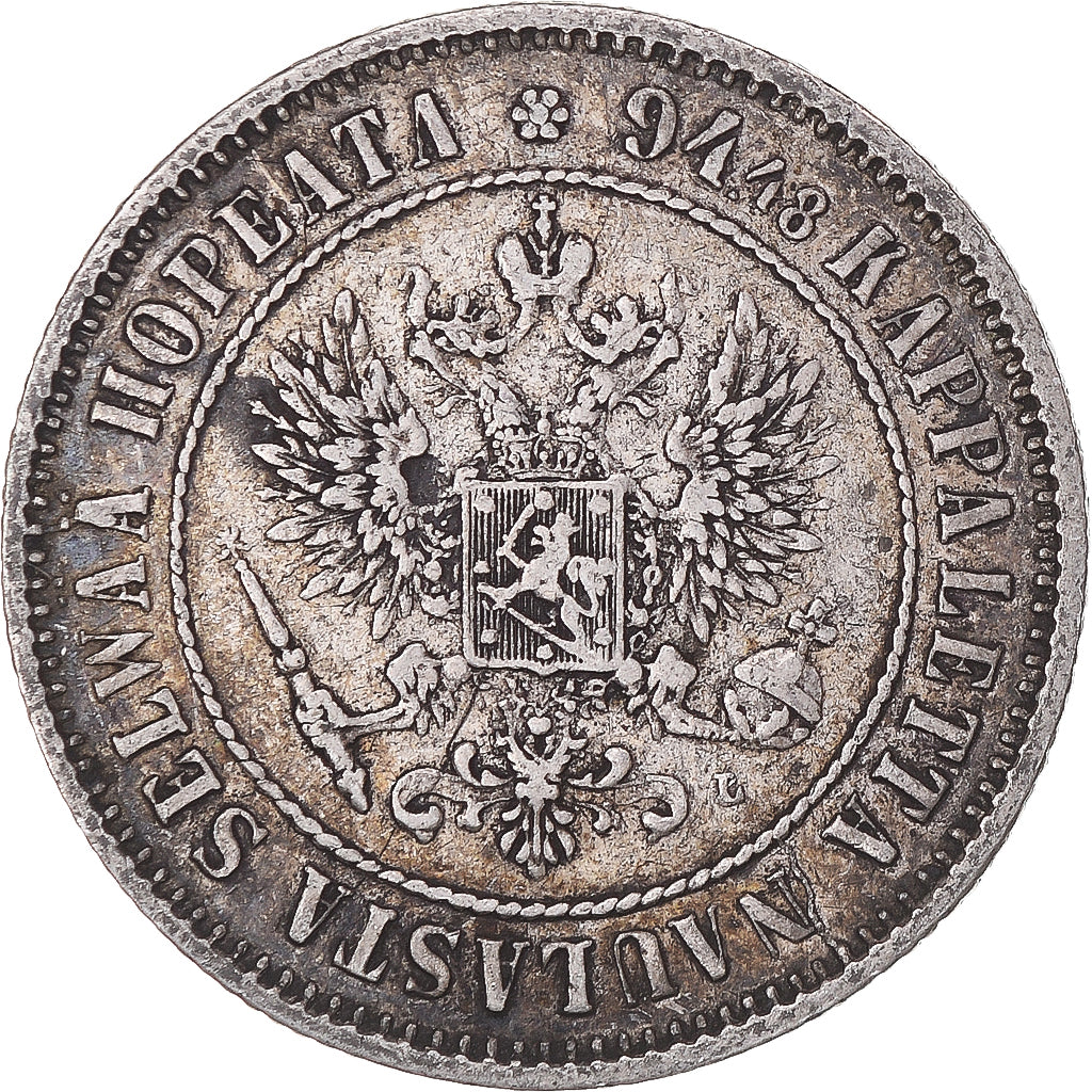Moeda, Finlândia, Alexander III, Markka, 1890, Helsinki, EF(40-45), Prata