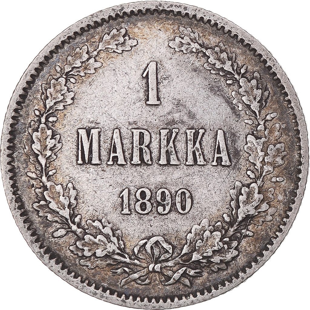 Moeda, Finlândia, Alexander III, Markka, 1890, Helsinki, EF(40-45), Prata