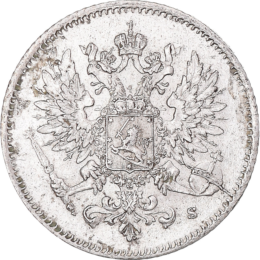 Moeda, Finlândia, Nicholas II, 25 Penniä, 1916, Helsinki, EF(40-45), Prata