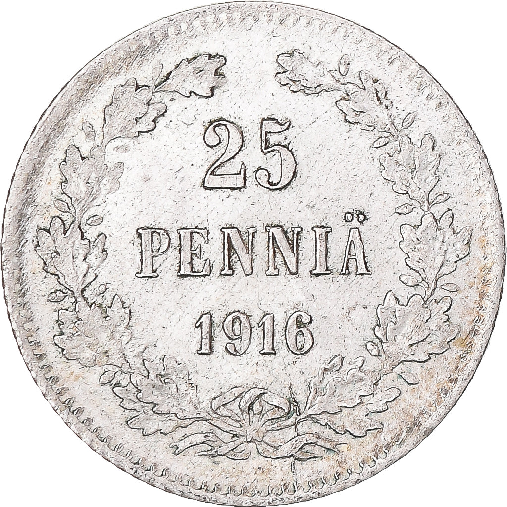 Coin, Finland, Nicholas II, 25 Penniä, 1916, Helsinki, EF(40-45), Silver