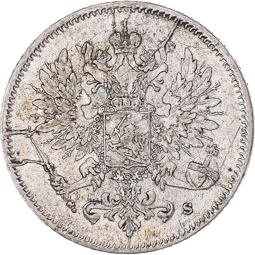 Moneta, Finlandia, Nicholas II, 25 Penniä, 1916, Helsinki, BB, Argento, KM:6.2