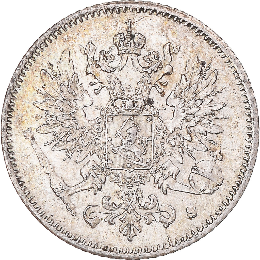 Moneta, Finlandia, Nicholas II, 25 Penniä, 1916, Helsinki, BB+, Argento, KM:6.2
