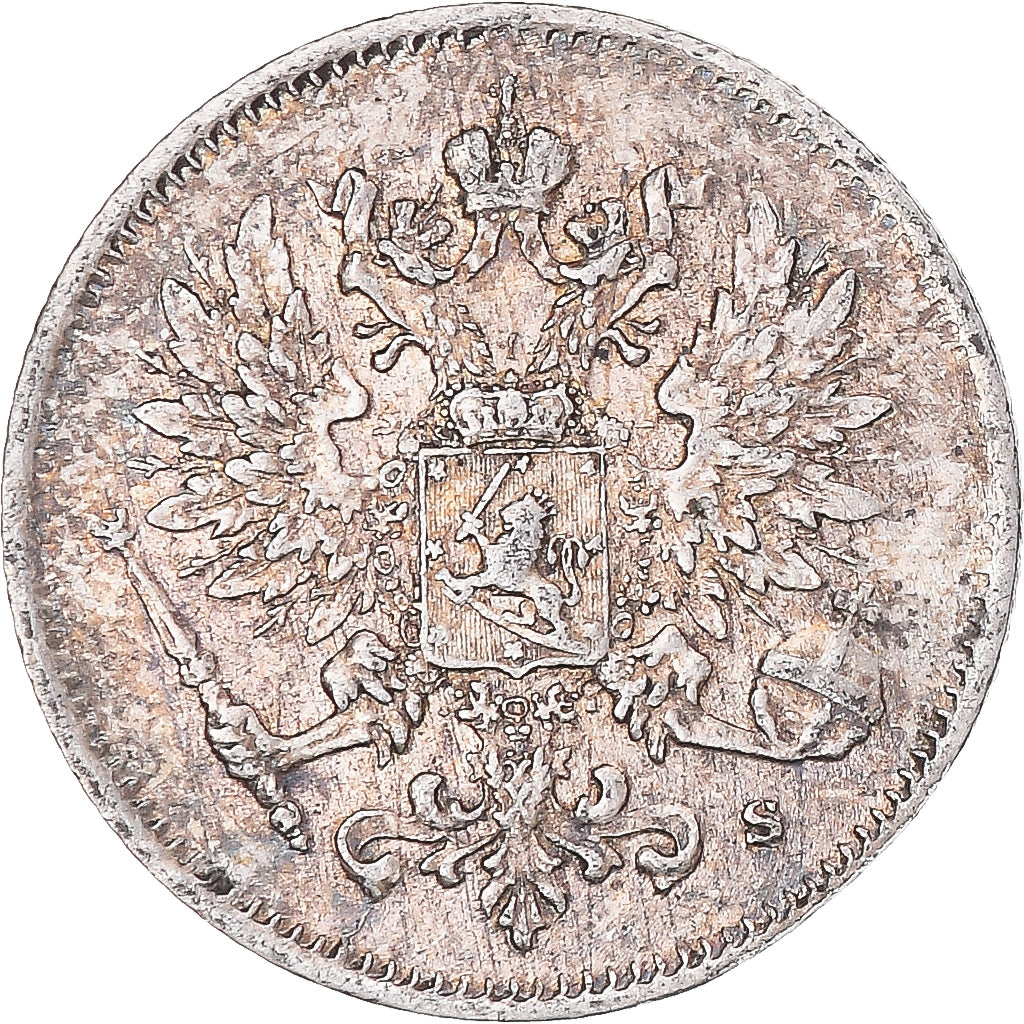 Moneta, Finlandia, Nicholas II, 25 Penniä, 1916, Helsinki, BB+, Argento, KM:6.2