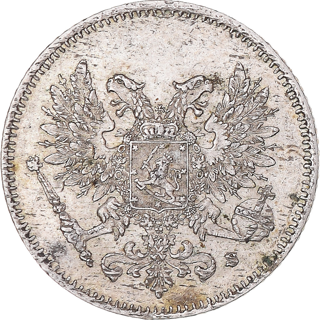 Moneta, Finlandia, Nicholas II, 25 Penniä, 1917, Helsinki, SPL-, Argento