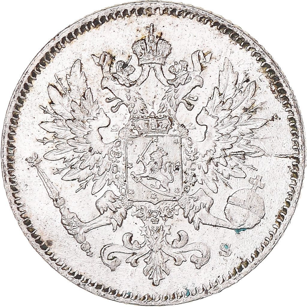 Coin, Finland, Nicholas II, 25 Penniä, 1917, Helsinki, AU(50-53), Silver