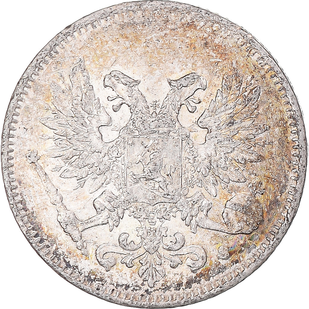 Moneta, Finlandia, Nicholas II, 25 Penniä, 1917, Helsinki, BB+, Argento, KM:6.2