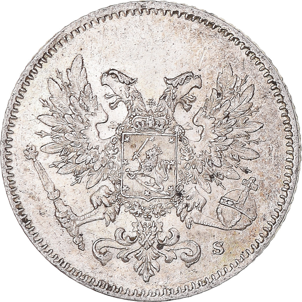 Moneta, Finlandia, Nicholas II, 25 Penniä, 1917, Helsinki, BB+, Argento, KM:6.2