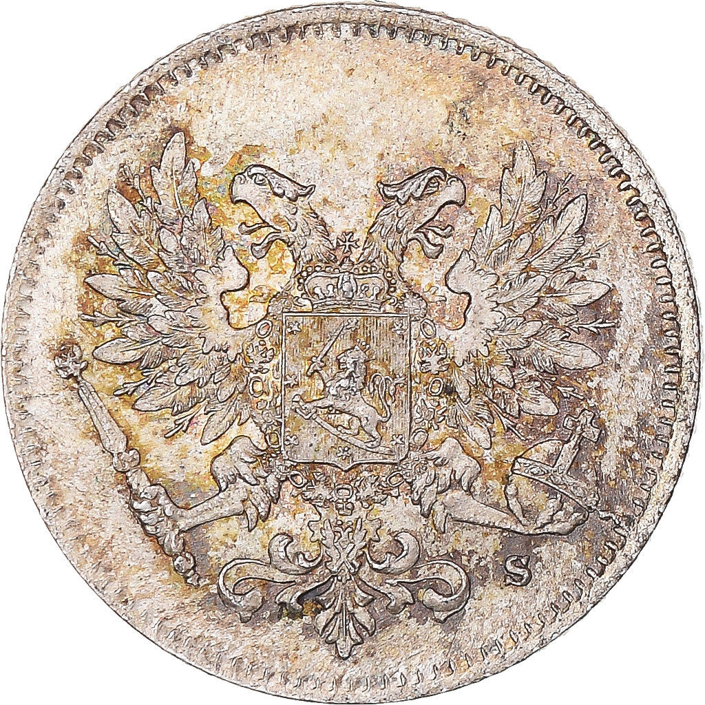 Coin, Finland, Nicholas II, 25 Penniä, 1917, Helsinki, AU(50-53), Silver