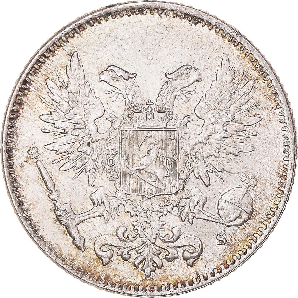 Moneta, Finlandia, Nicholas II, 50 Penniä, 1917, Helsinki, Civil War, SPL-