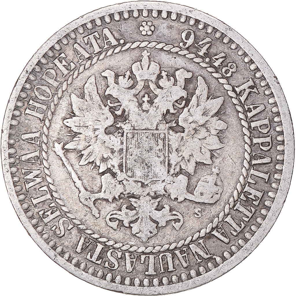 Coin, Finland, Alexander II, Markka, 1866, Helsinki, EF(40-45), Silver, KM:3.1