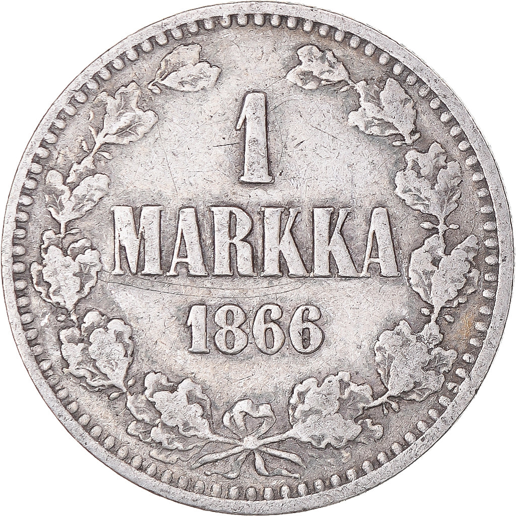 Coin, Finland, Alexander II, Markka, 1866, Helsinki, EF(40-45), Silver, KM:3.1
