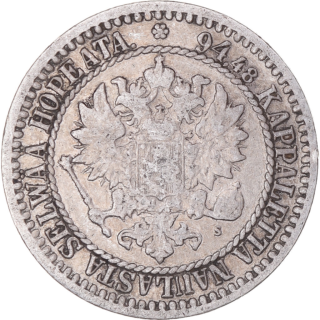 Coin, Finland, Alexander II, Markka, 1866, Helsinki, EF(40-45), Silver, KM:3.1