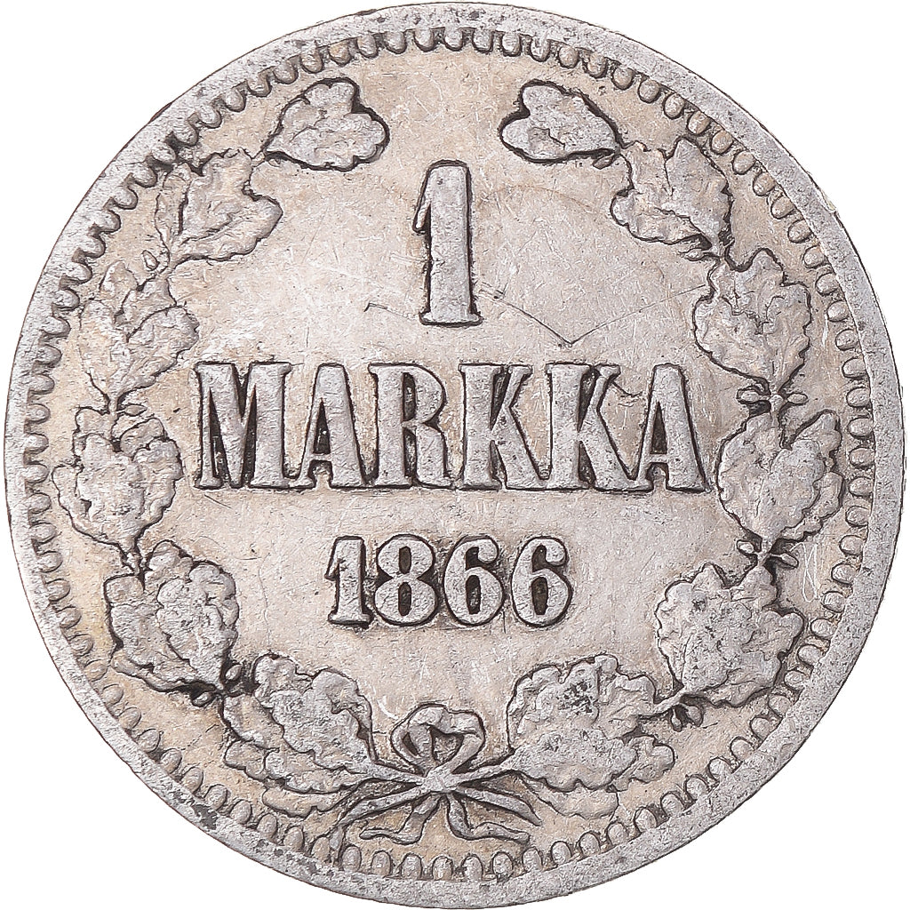 Coin, Finland, Alexander II, Markka, 1866, Helsinki, EF(40-45), Silver, KM:3.1