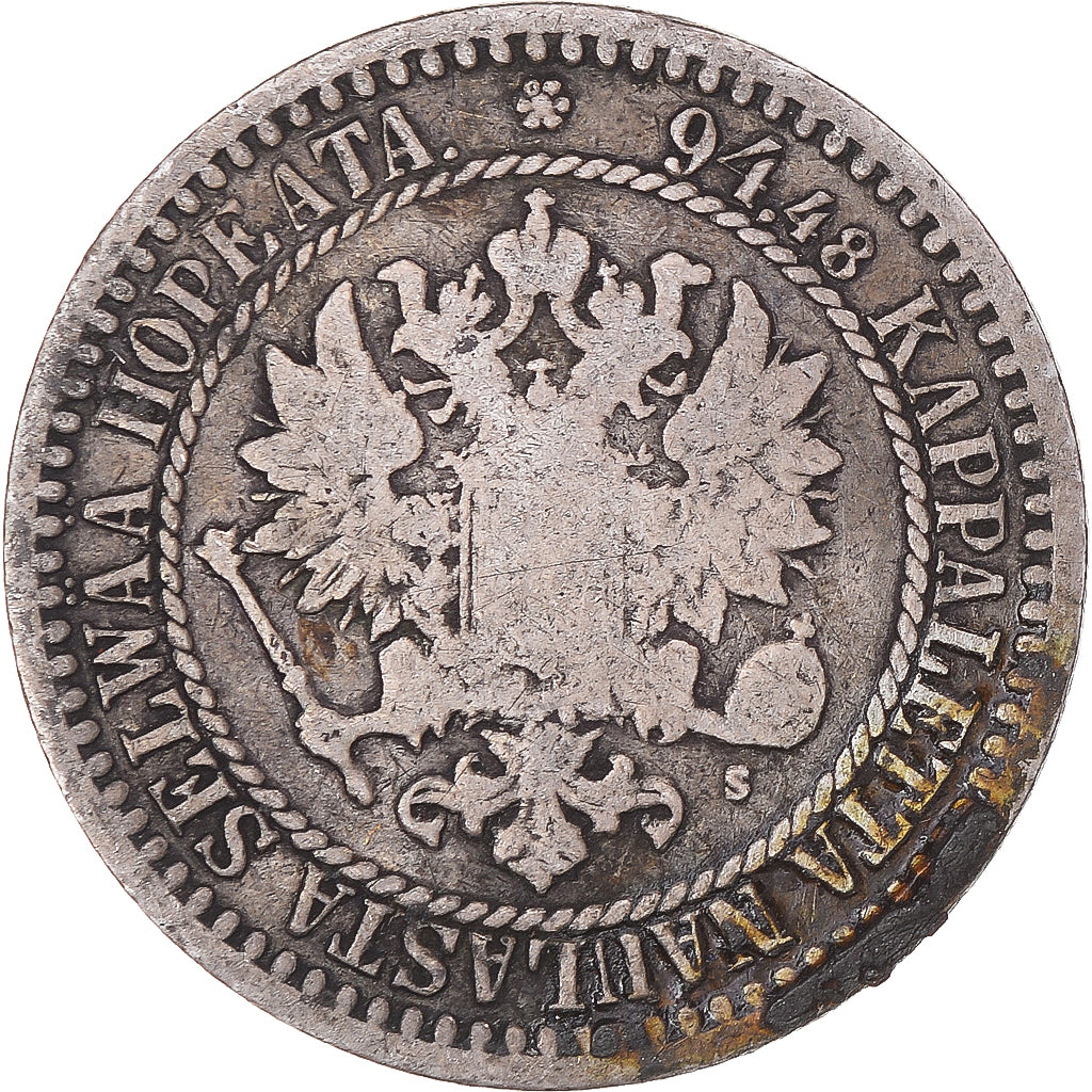 Coin, Finland, Alexander II, Markka, 1866, Helsinki, EF(40-45), Silver, KM:3.1