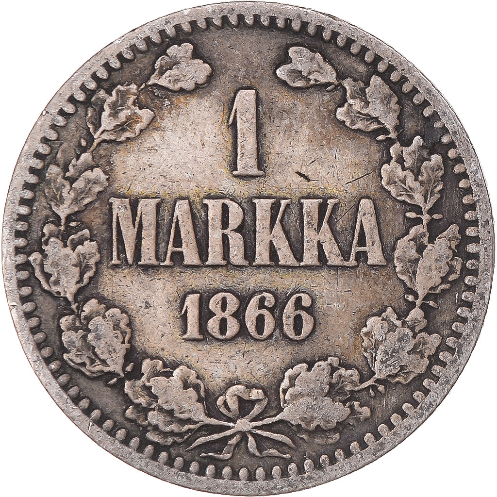 Coin, Finland, Alexander II, Markka, 1866, Helsinki, EF(40-45), Silver, KM:3.1