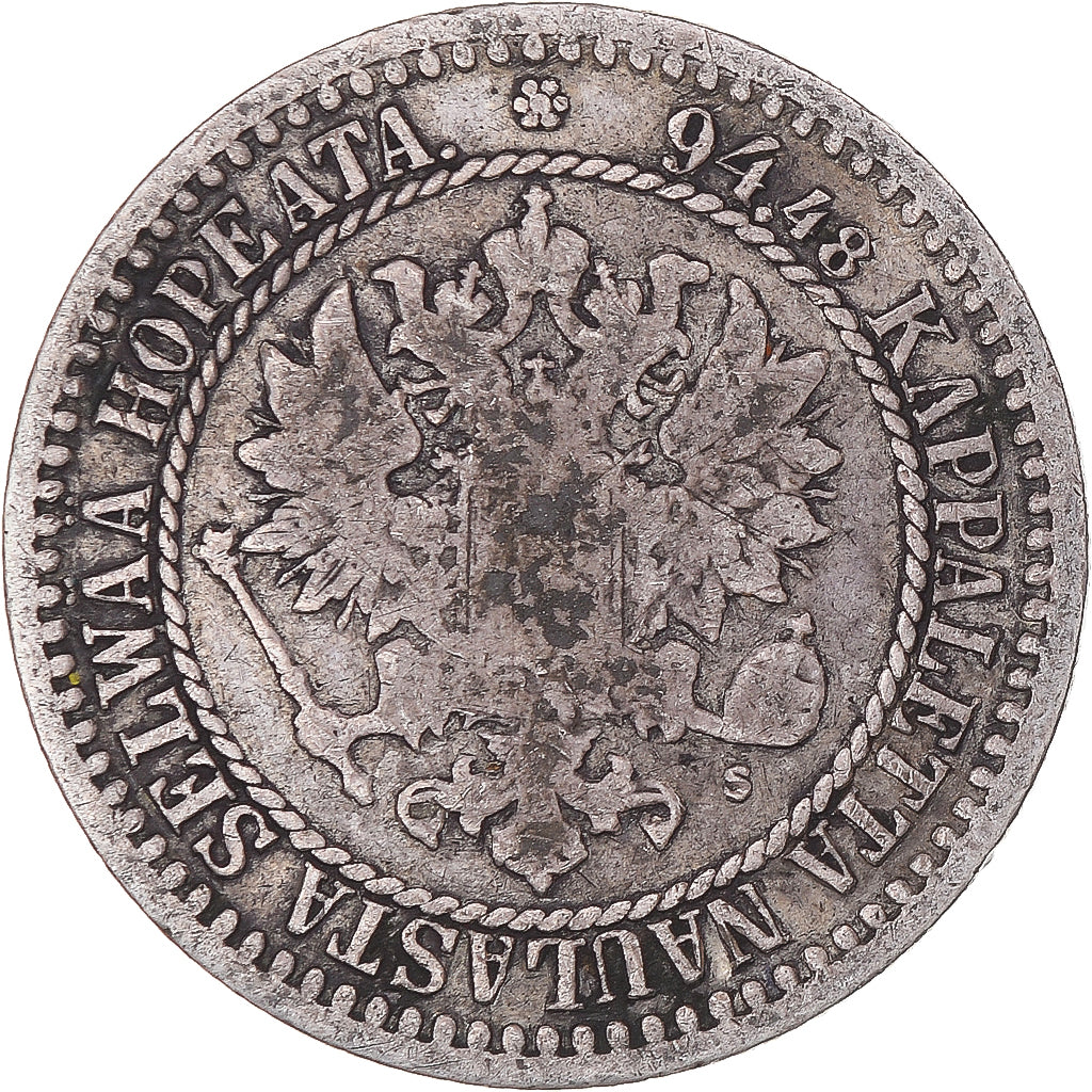 Coin, Finland, Alexander II, Markka, 1866, Helsinki, EF(40-45), Silver, KM:3.1