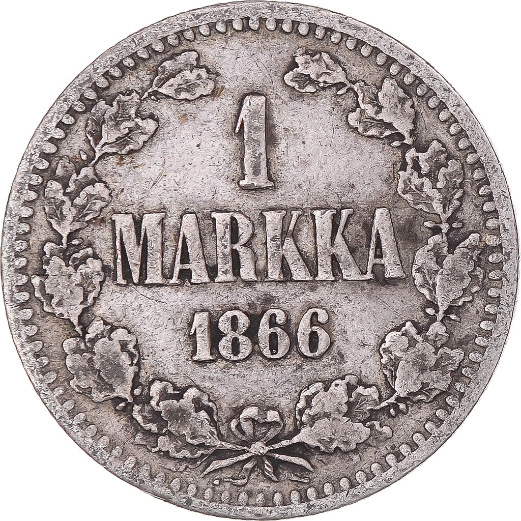 Coin, Finland, Alexander II, Markka, 1866, Helsinki, EF(40-45), Silver, KM:3.1
