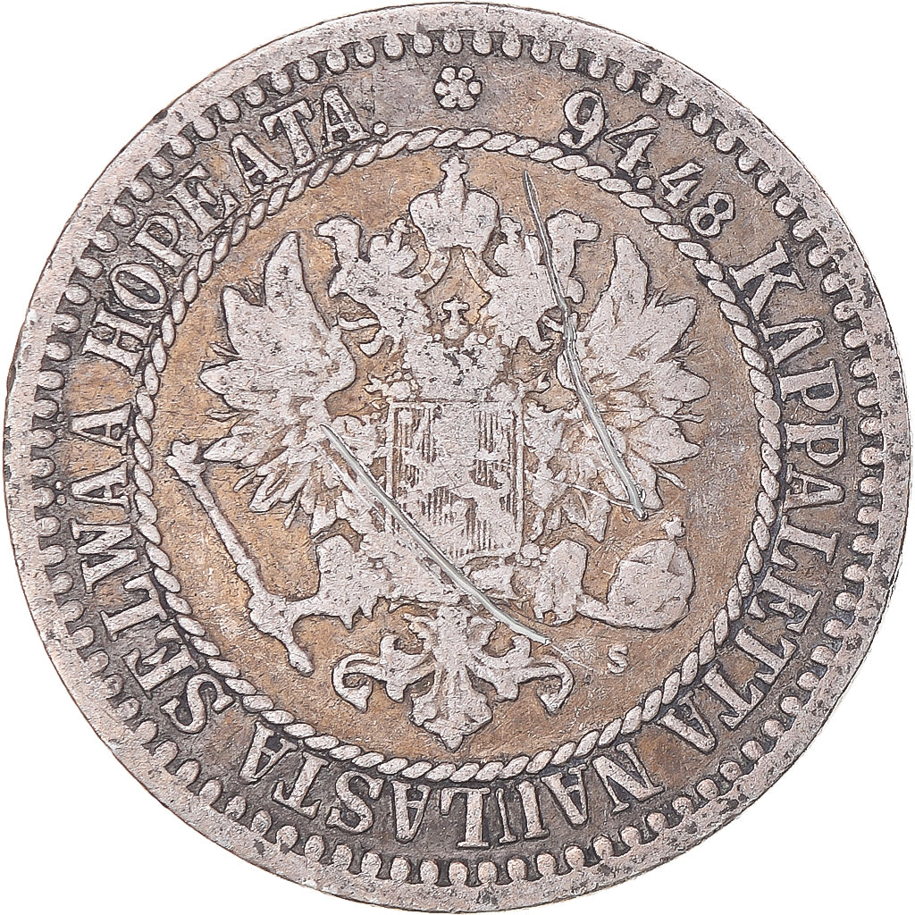 Moneta, Finlandia, Alexander II, Markka, 1866, Helsinki, BB, Argento, KM:3.1
