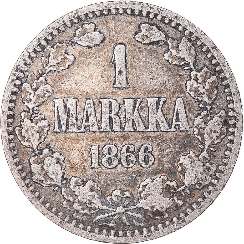 Moneta, Finlandia, Alexander II, Markka, 1866, Helsinki, BB, Argento, KM:3.1