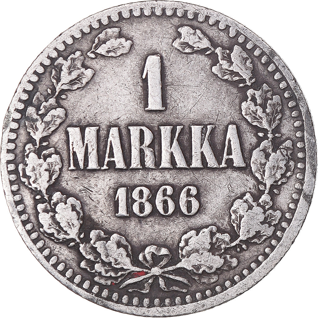 Coin, Finland, Alexander II, Markka, 1866, Helsinki, EF(40-45), Silver, KM:3.1
