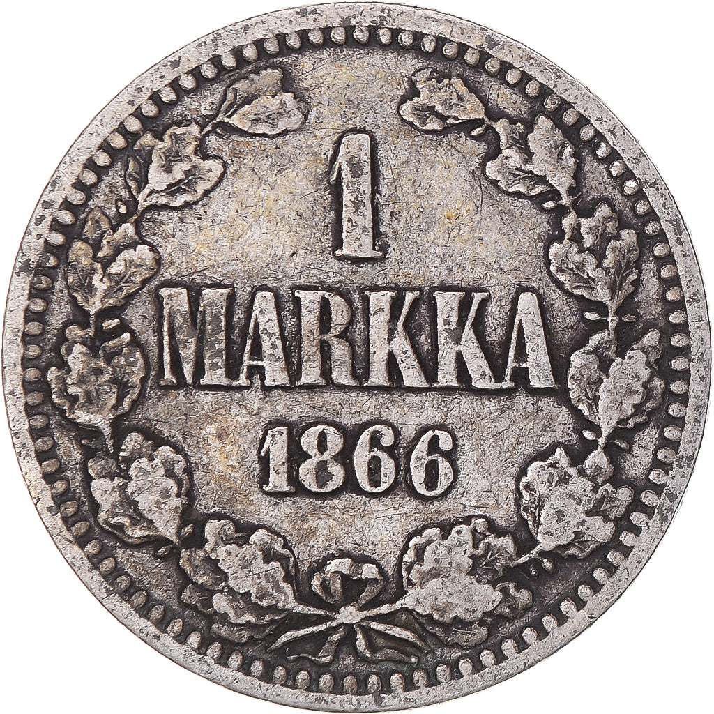 Coin, Finland, Alexander II, Markka, 1866, Helsinki, EF(40-45), Silver, KM:3.1