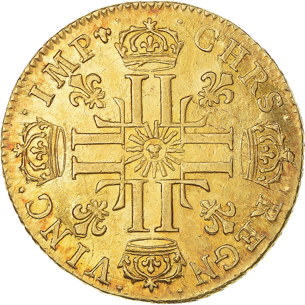 Munten, Frankrijk, Louis XIV, louis d'or au soleil, 1711, Amiens, PR, Goud