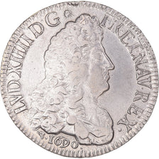 Moneda, Francia, Louis XIV, Ecu aux 8 L, 1690, Lyon, réformé, MBC, Plata