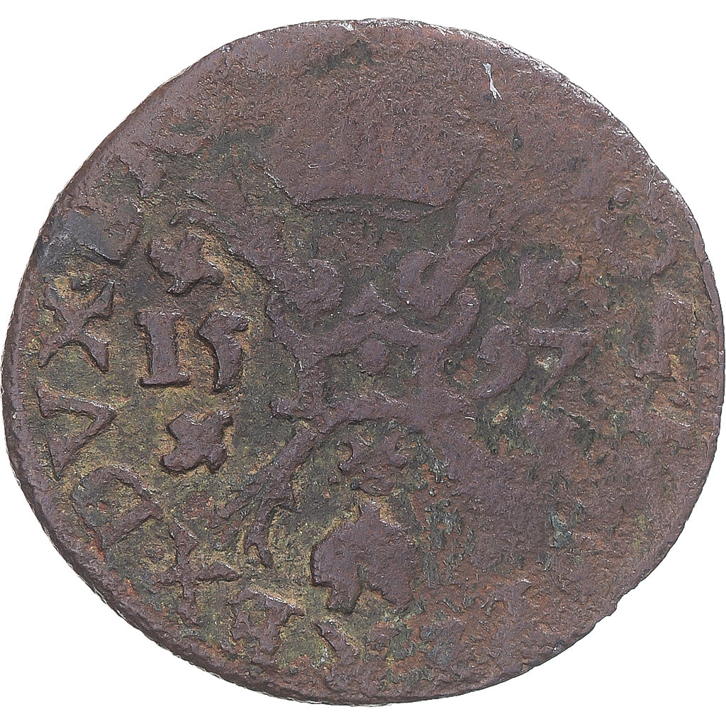 Moneta, Hiszpania niderlandzka, Philip II, Duit, 1597, Antwerp, VF(30-35), Bilon