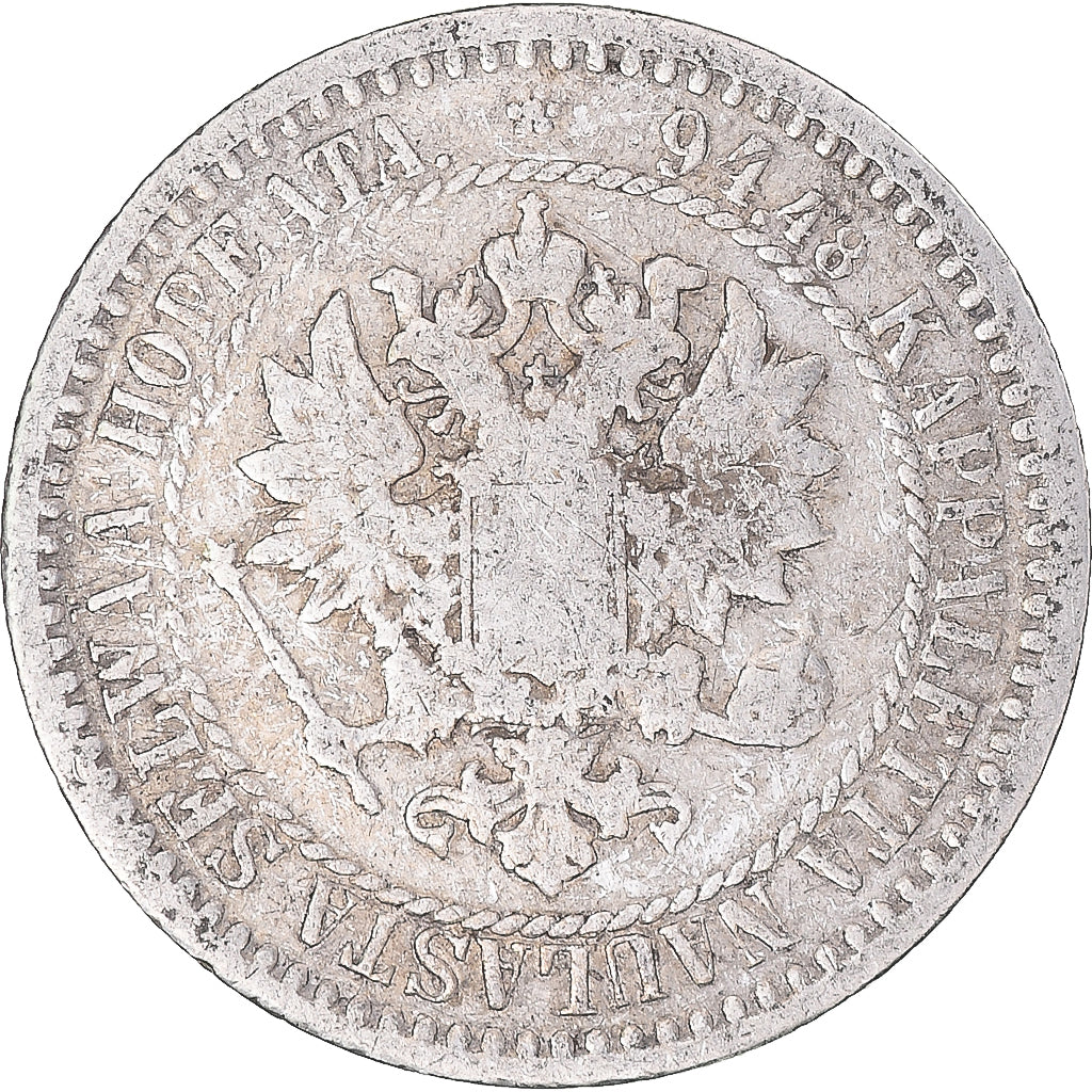 Coin, Finland, Alexander II, Markka, 1866, Helsinki, VF(30-35), Silver, KM:3.1